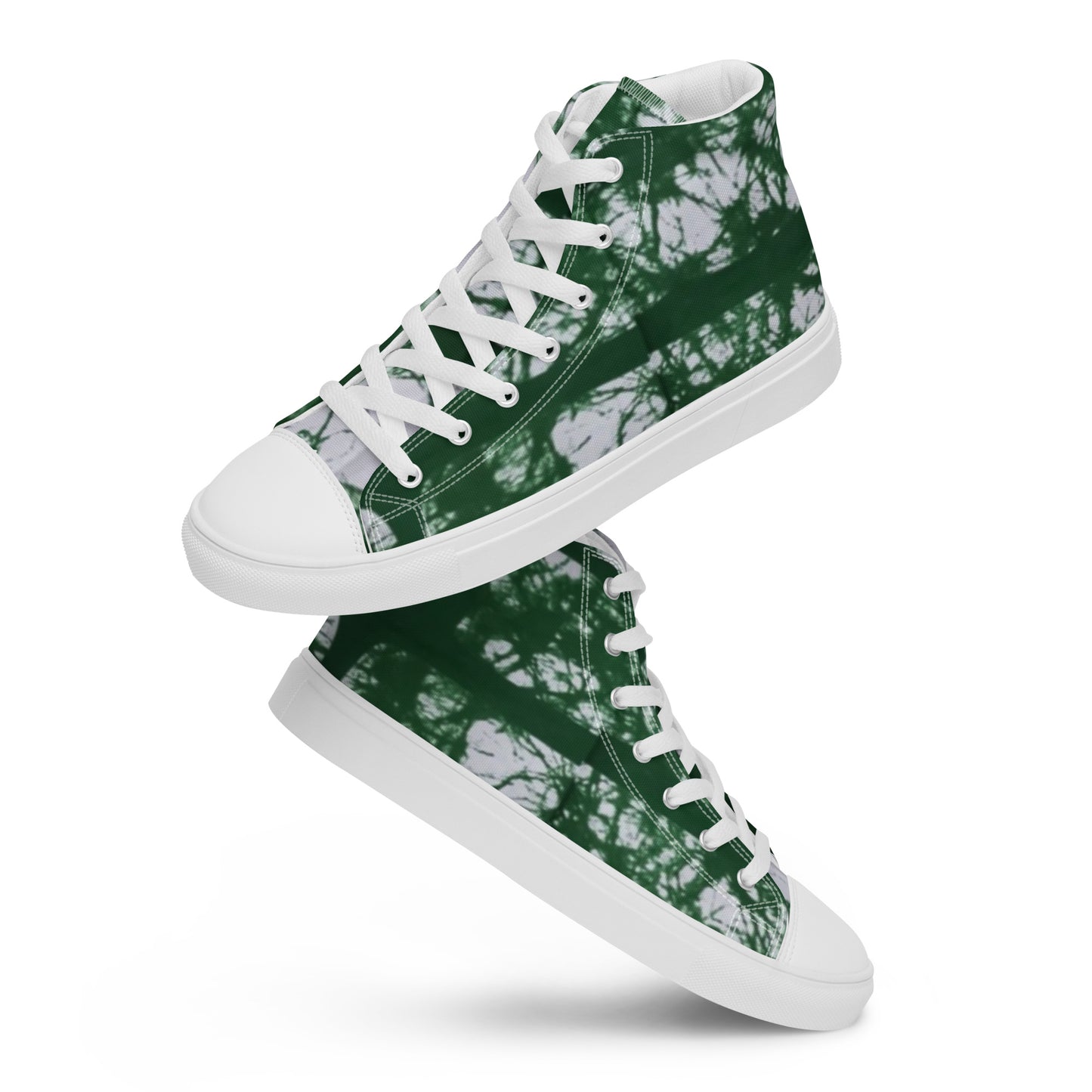 Green Adire Ankara Men’s high top canvas shoes