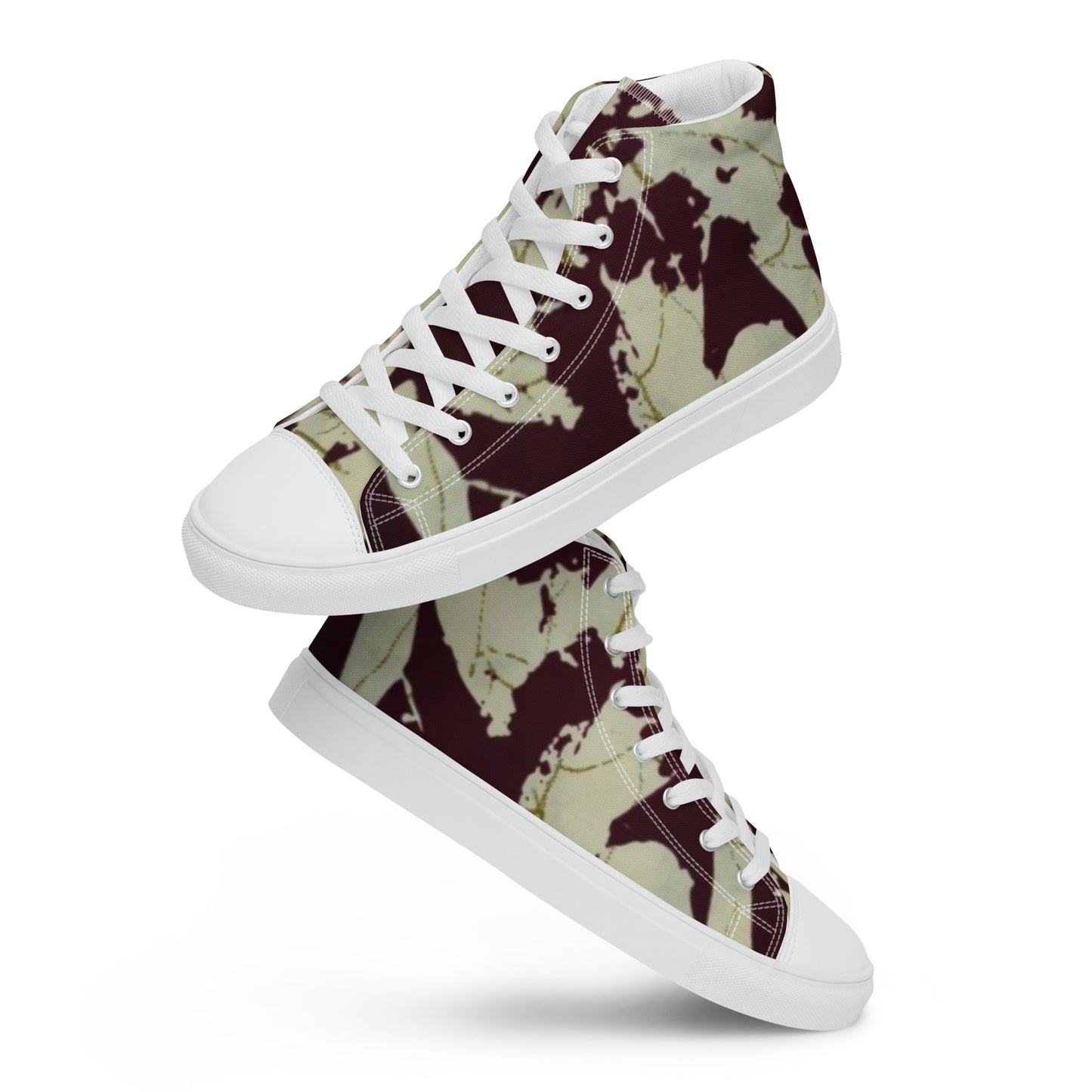 Brown Adire Men’s high top canvas shoes