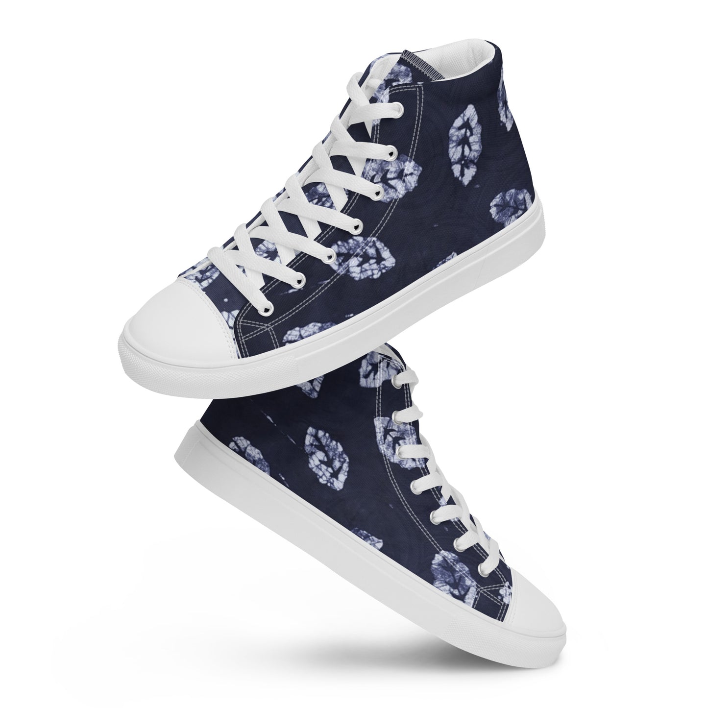 Indigo Leaf Men’s high top canvas shoes