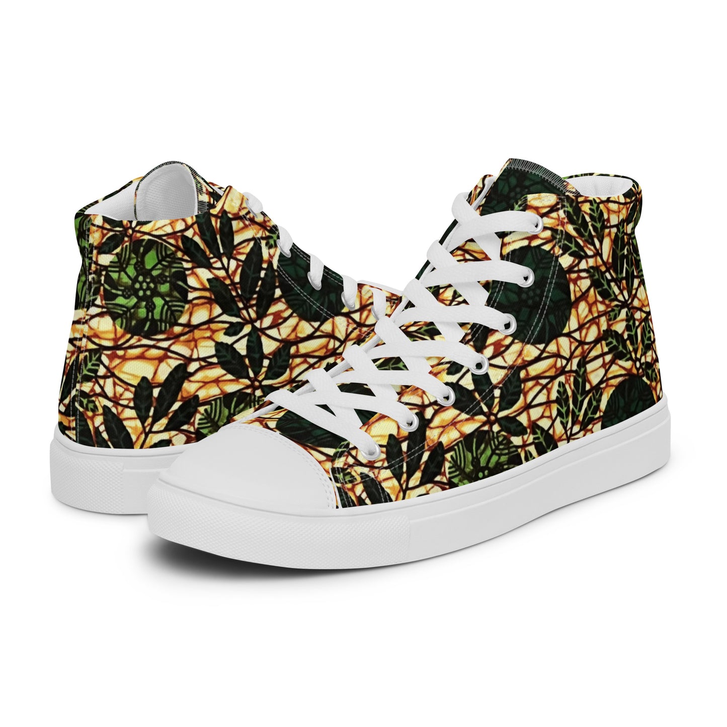 Green Leaf Wine Ankara Men’s high top canvas shoes