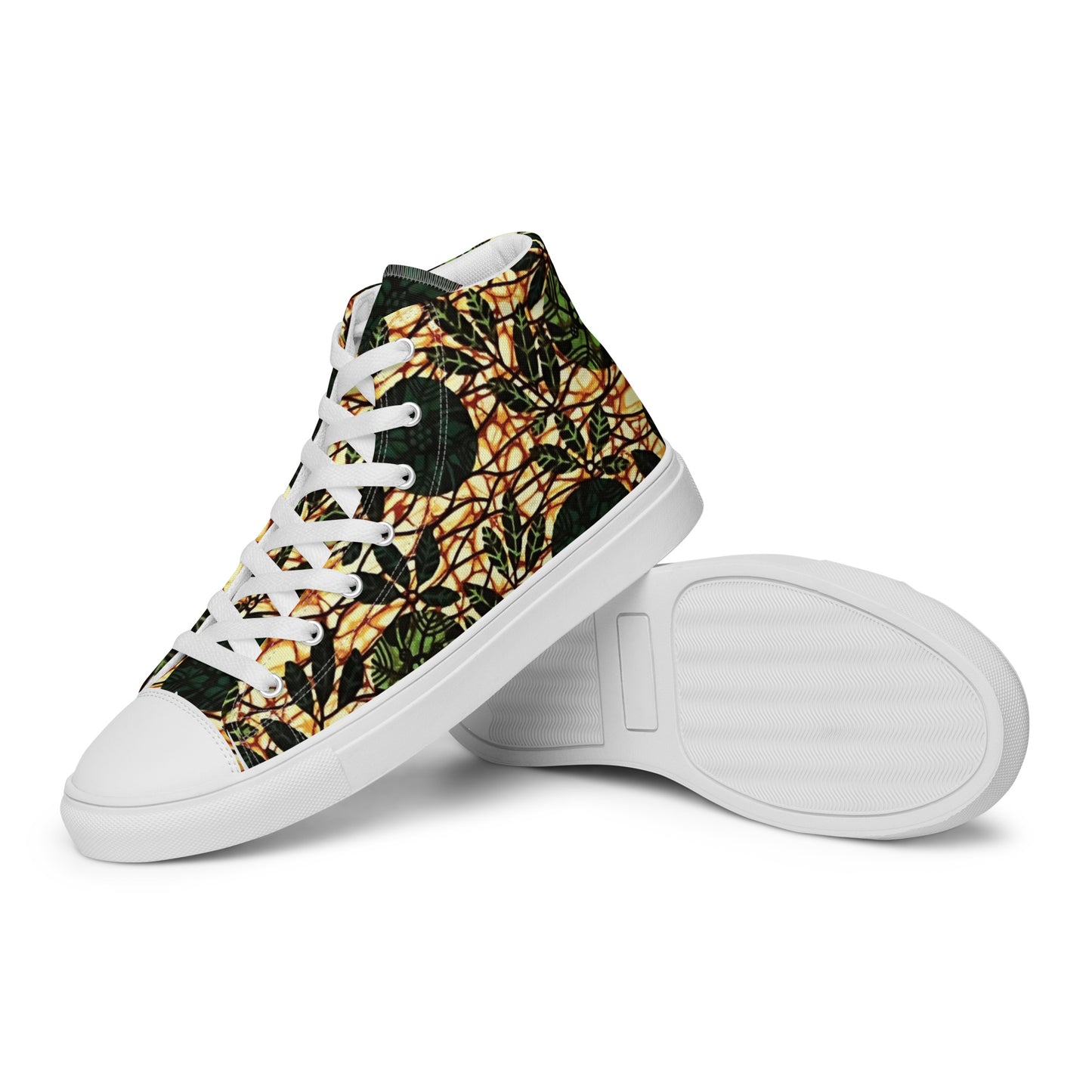 Green Leaf Wine Ankara Men’s high top canvas shoes