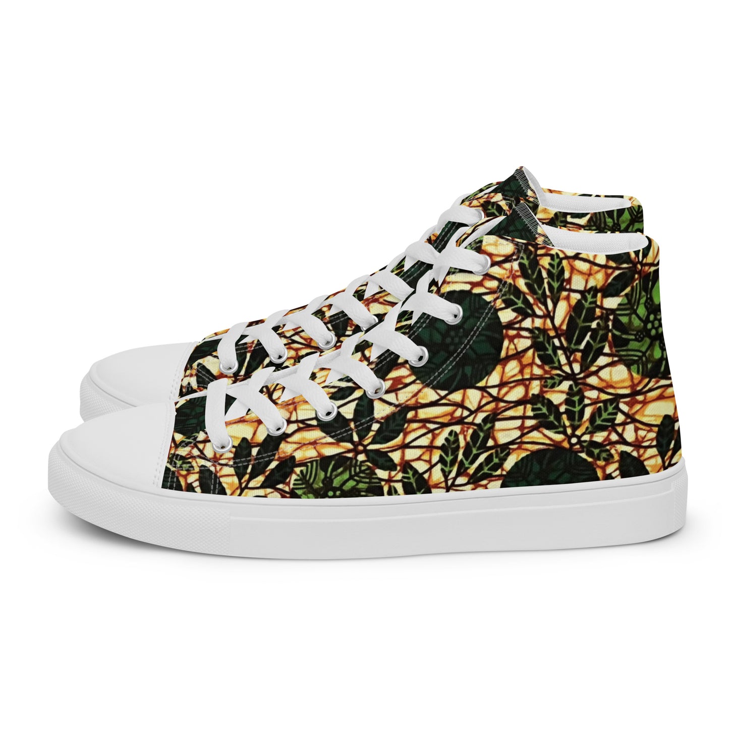 Green Leaf Wine Ankara Men’s high top canvas shoes