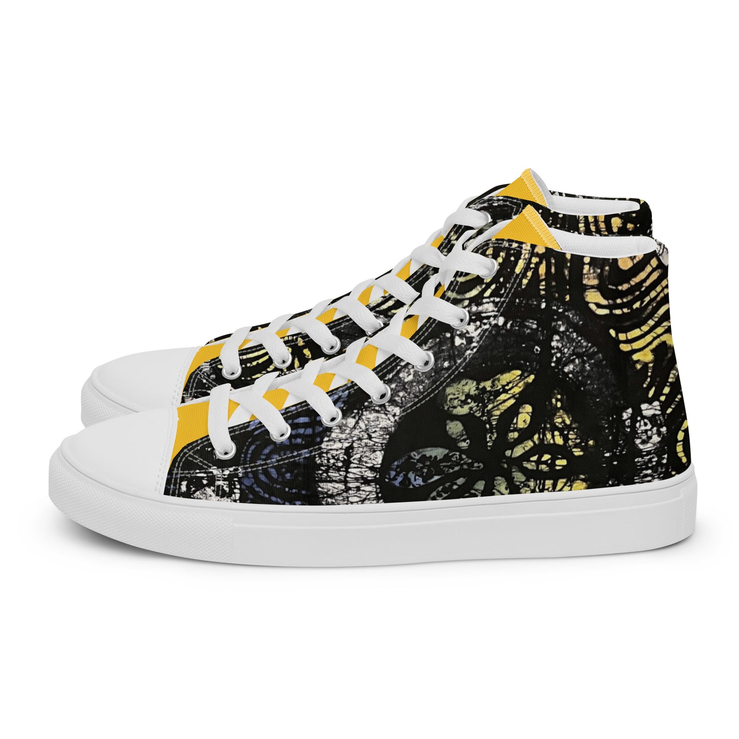 Circles And Swirls Indigo Adire Men’s High Top Canvas Shoes