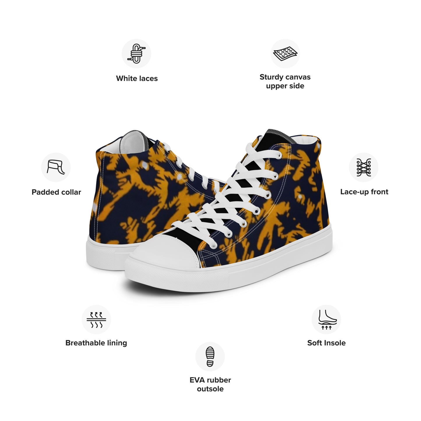 Yellow Leopard Ankara Men’s high top canvas shoes