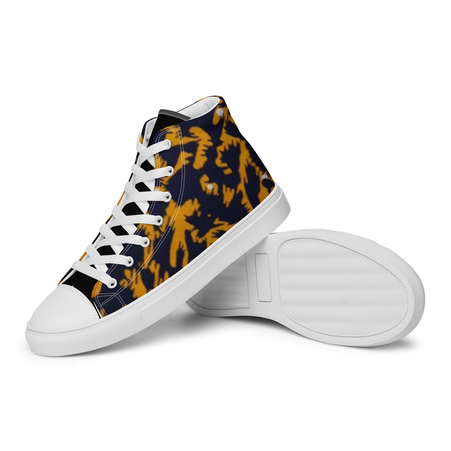 Yellow Leopard Ankara Men’s high top canvas shoes