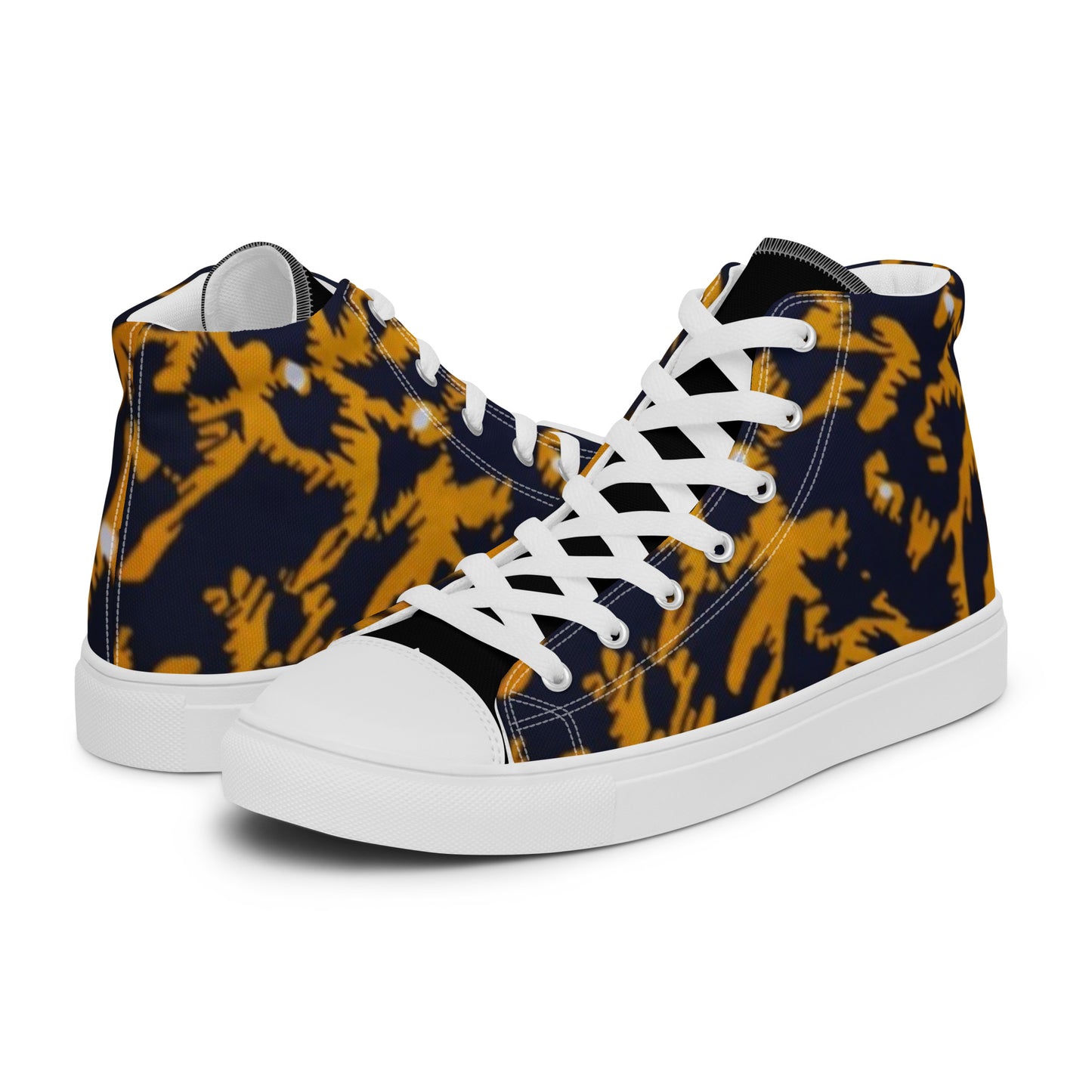 Yellow Leopard Ankara Men’s high top canvas shoes