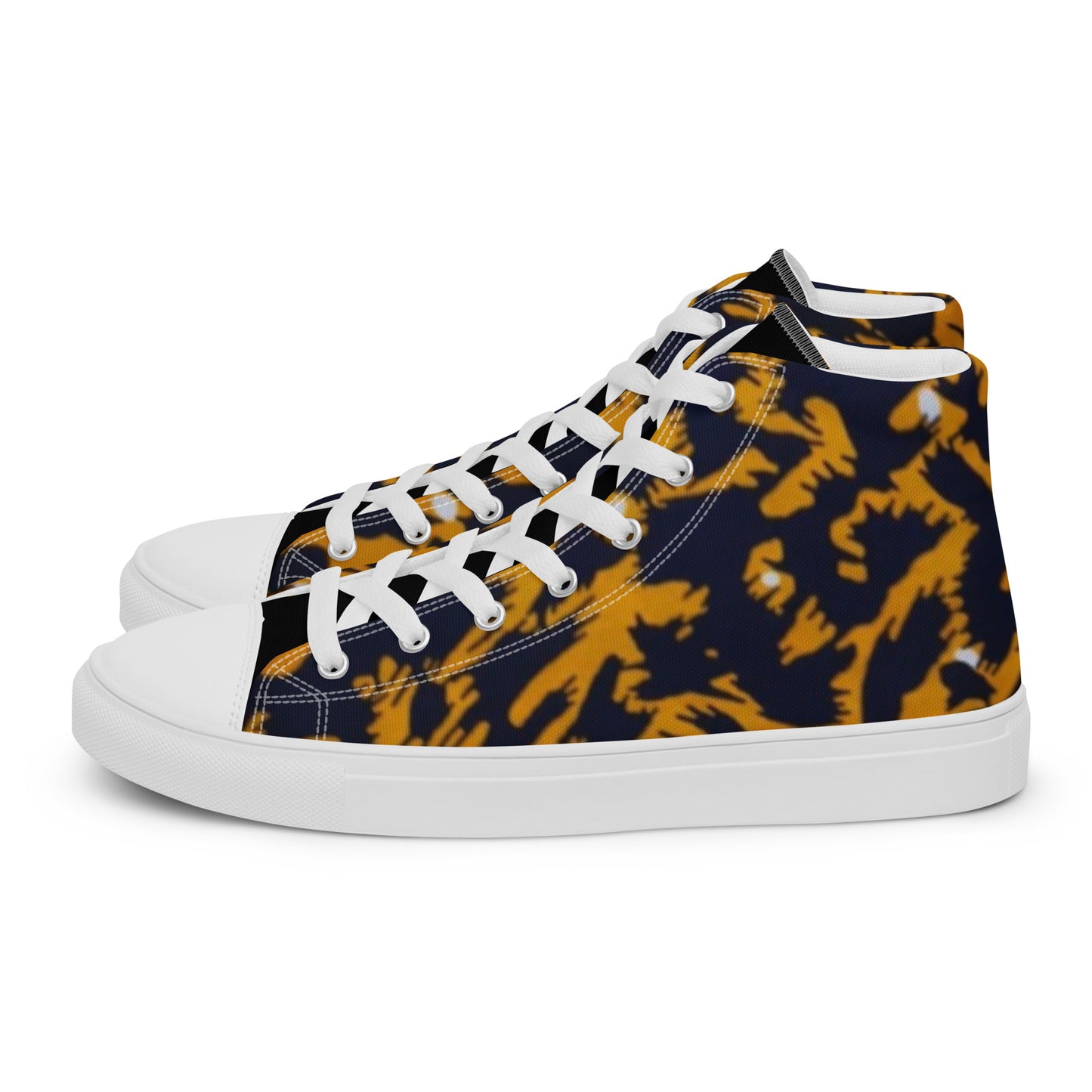 Yellow Leopard Ankara Men’s high top canvas shoes