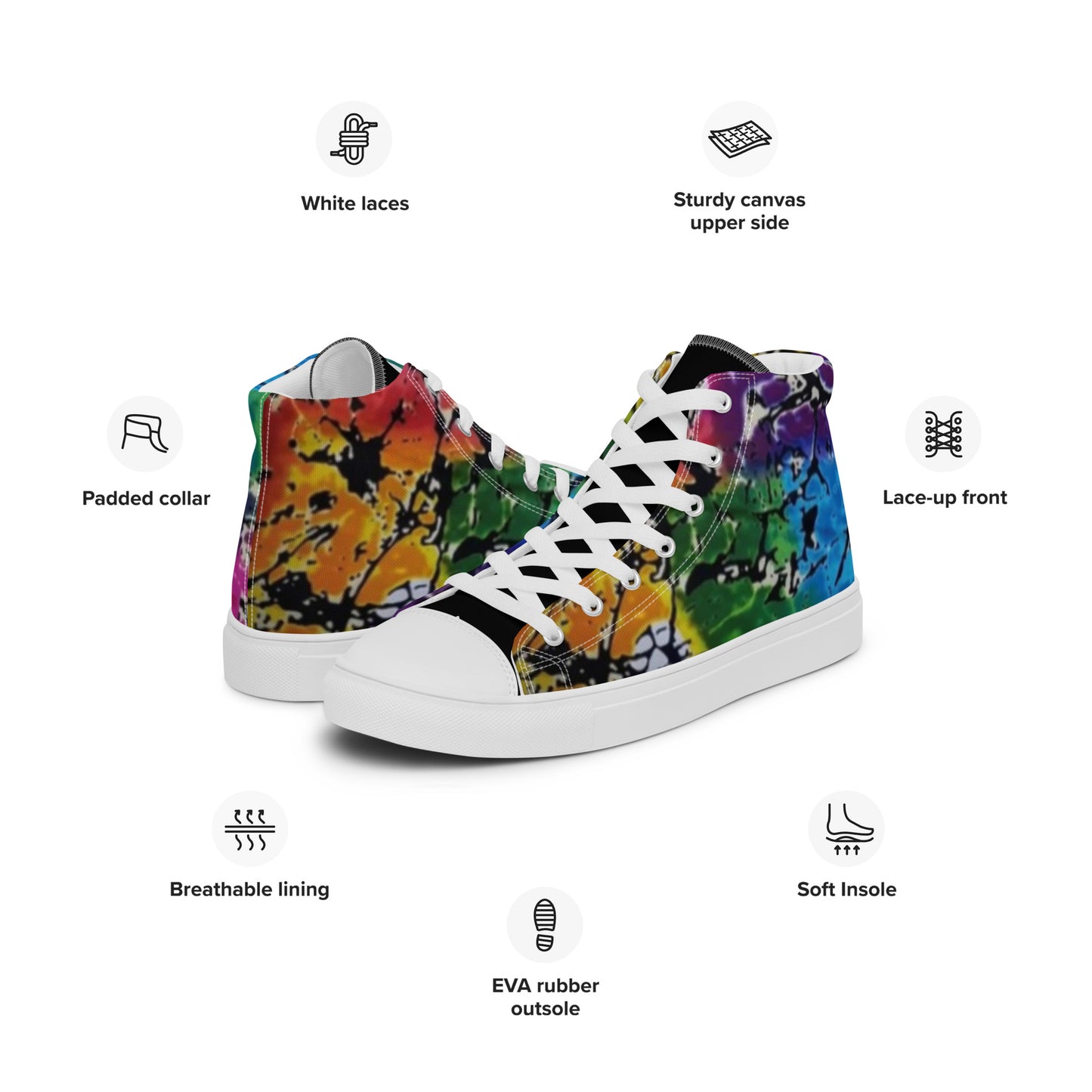 Multicolour Adire Ankara Men’s high top canvas shoes