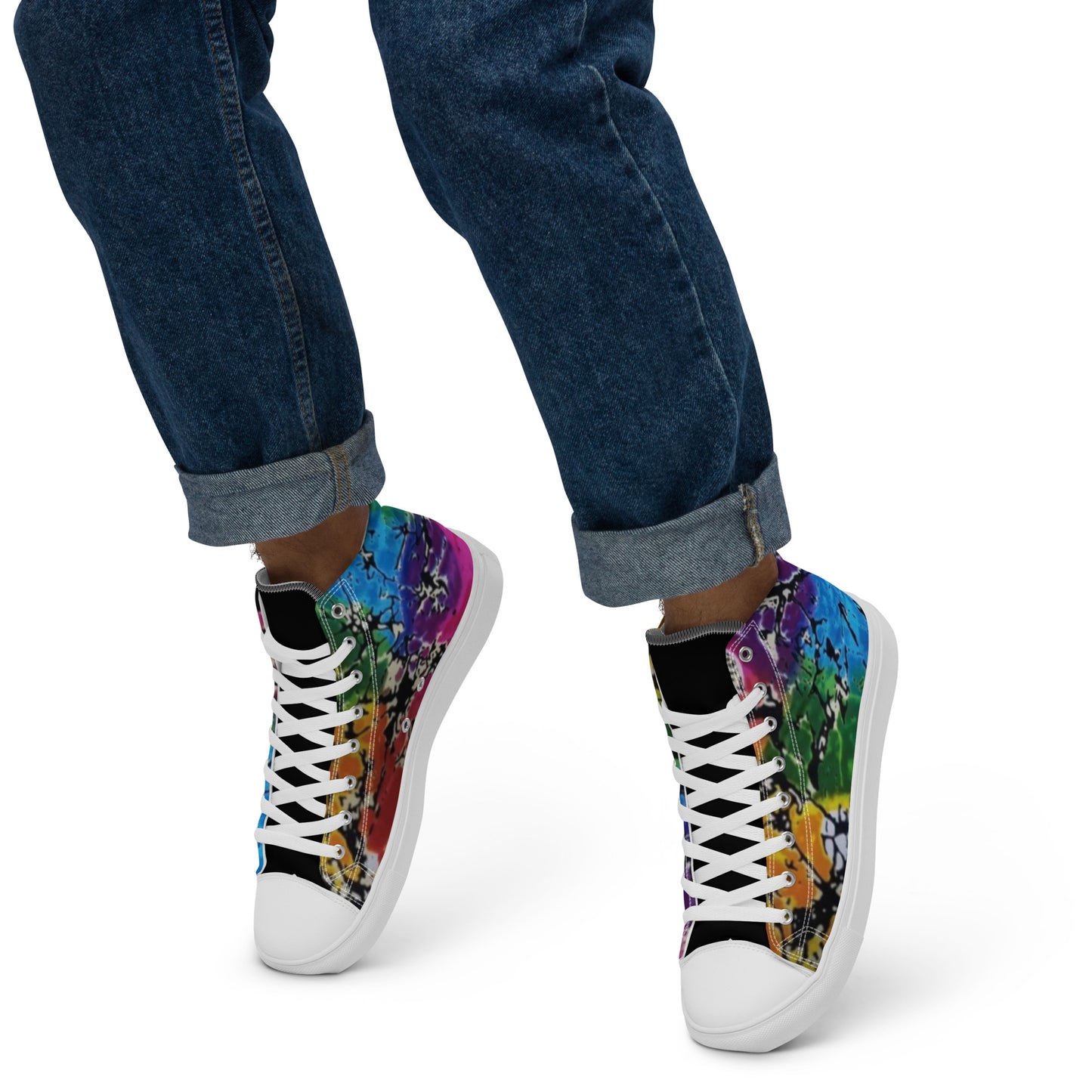 Multicolour Adire Ankara Men’s high top canvas shoes