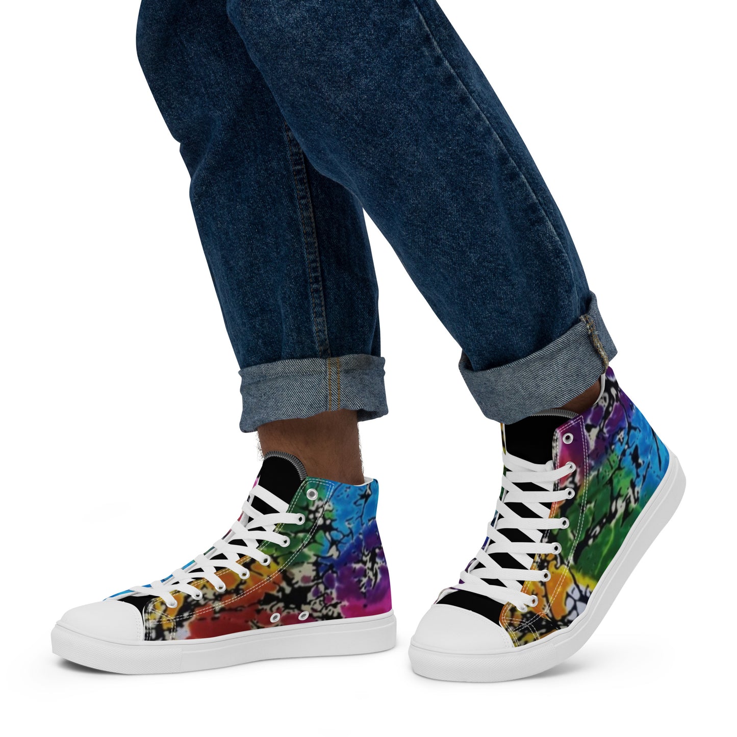 Multicolour Adire Ankara Men’s high top canvas shoes