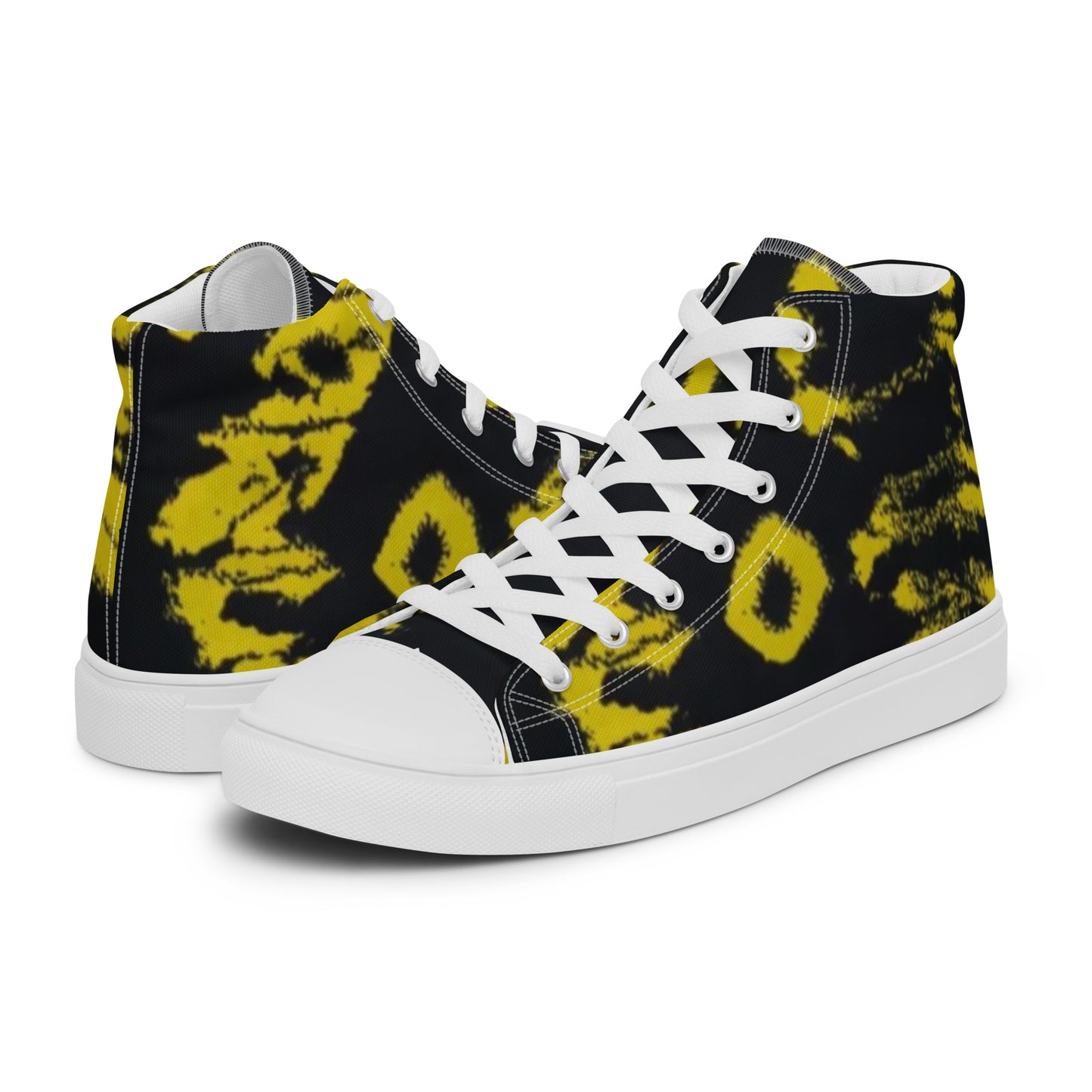 Yellow Adire Ankara Men’s high top canvas shoes