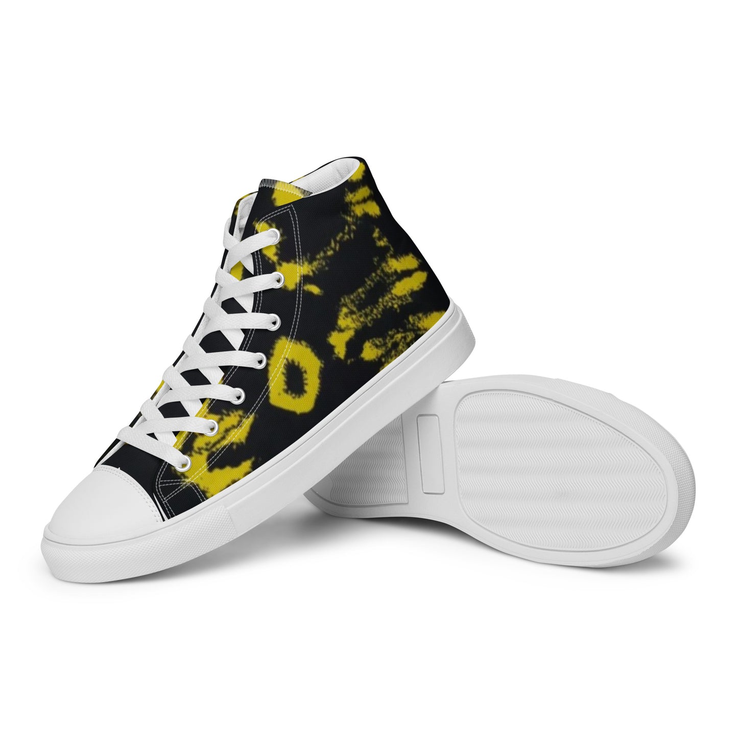 Yellow Adire Ankara Men’s high top canvas shoes