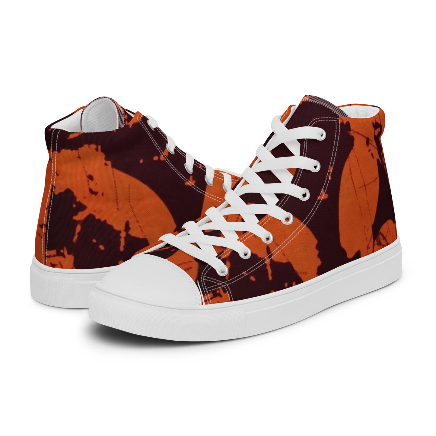 Orange Adire Men’s high top canvas shoes