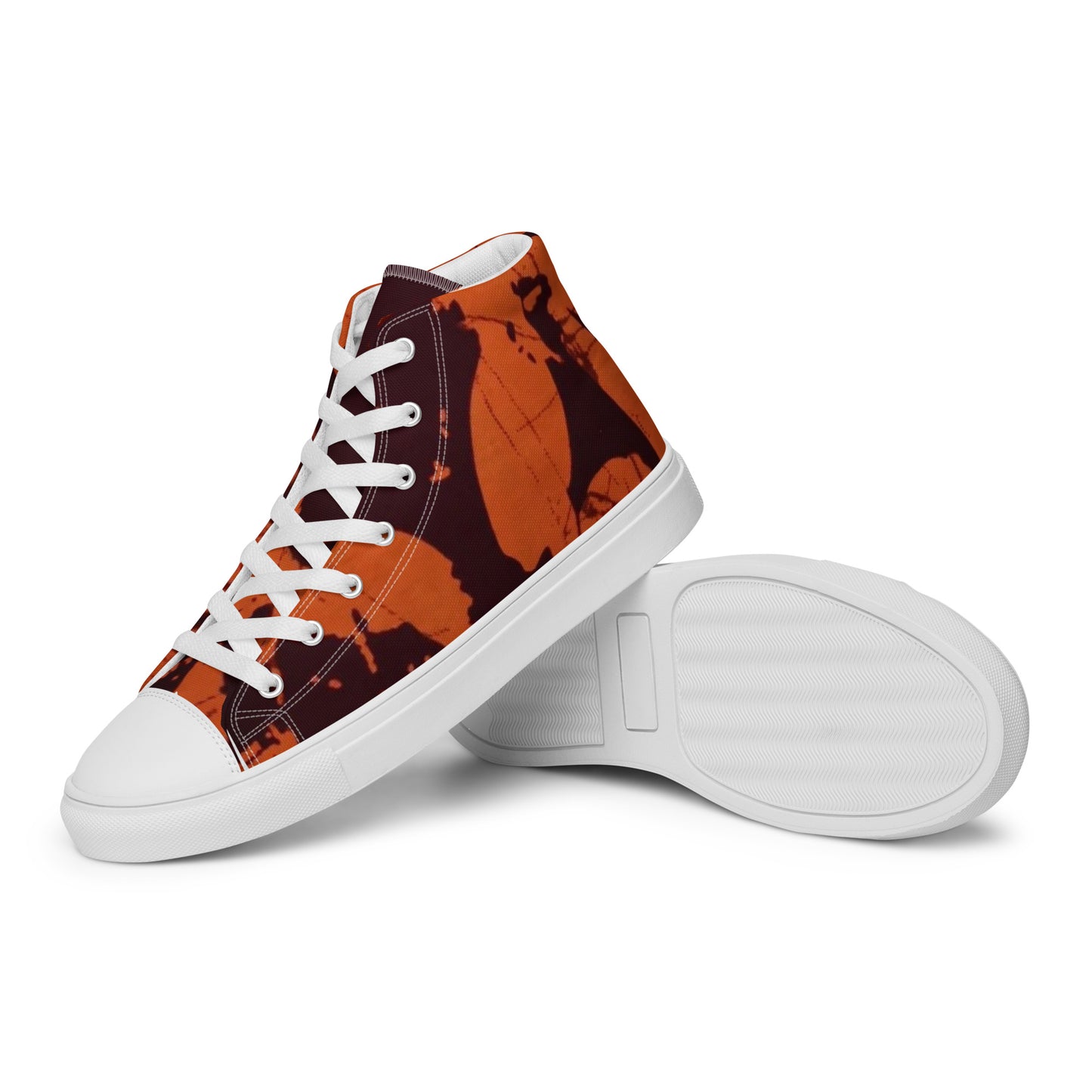 Orange Adire Men’s high top canvas shoes