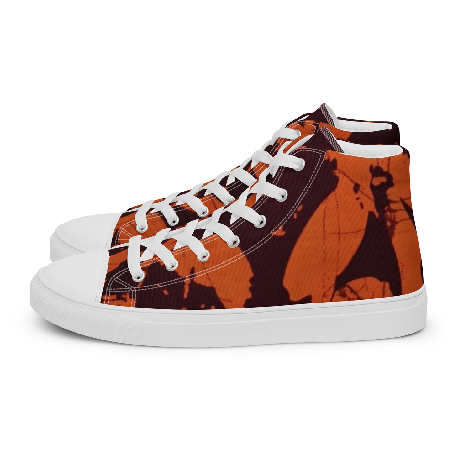 Orange Adire Men’s high top canvas shoes