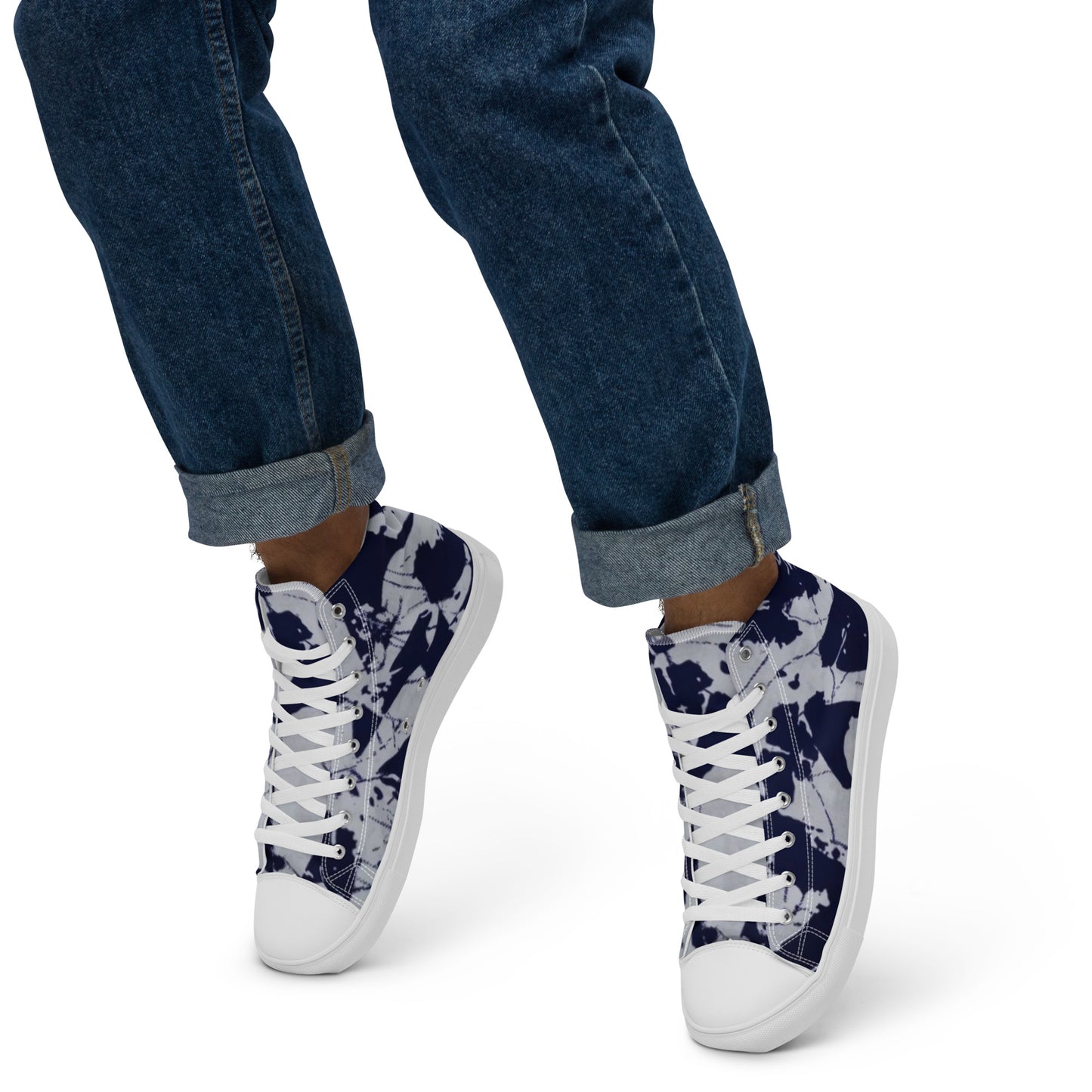 Indigo Adire Men’s high top canvas shoes