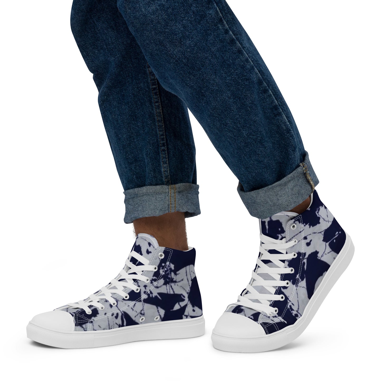 Indigo Adire Men’s high top canvas shoes