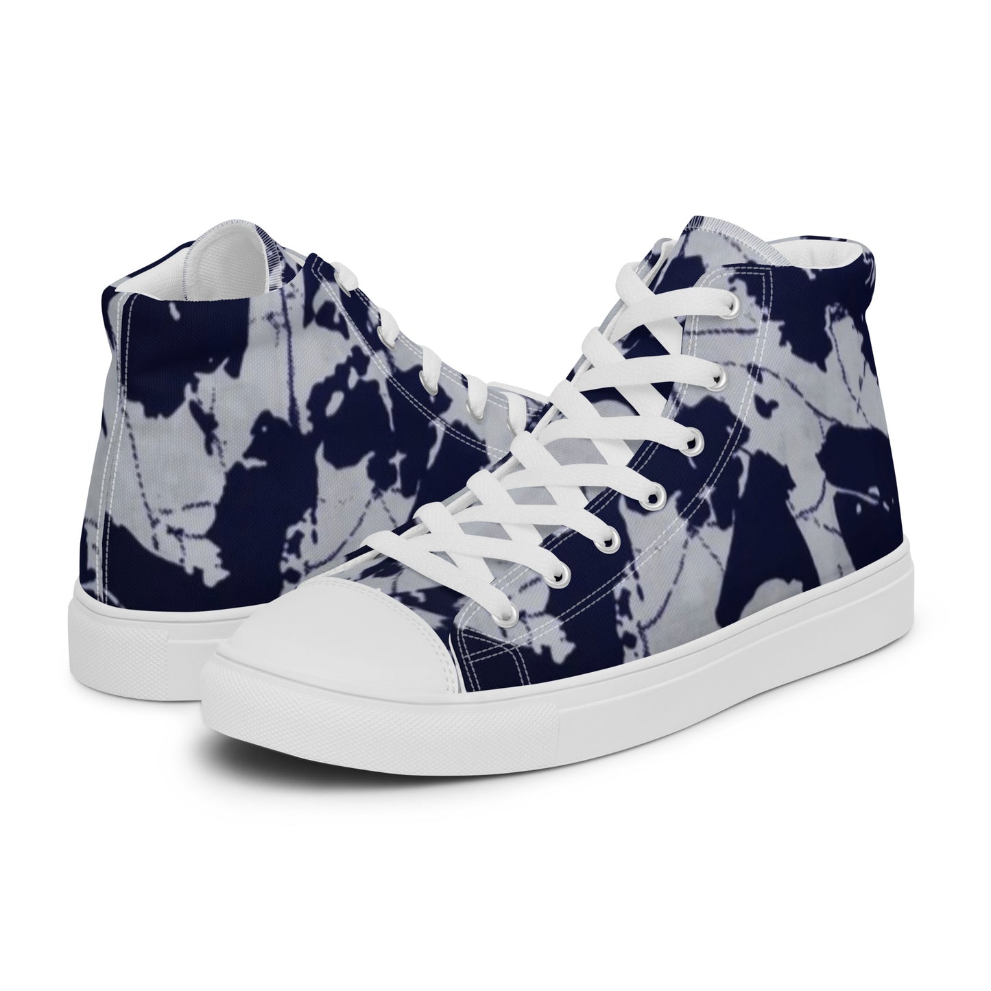 Indigo Adire Men’s high top canvas shoes