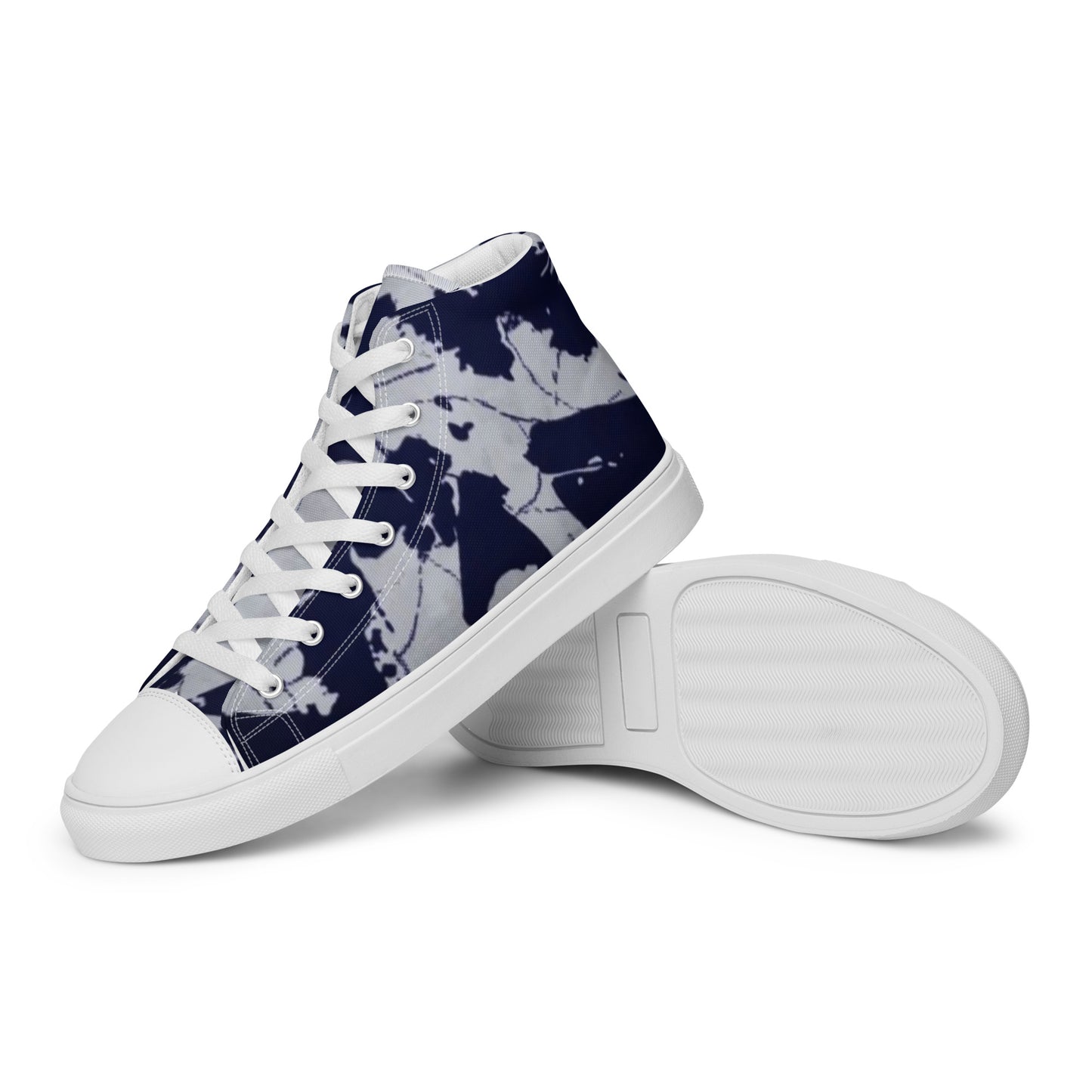 Indigo Adire Men’s high top canvas shoes