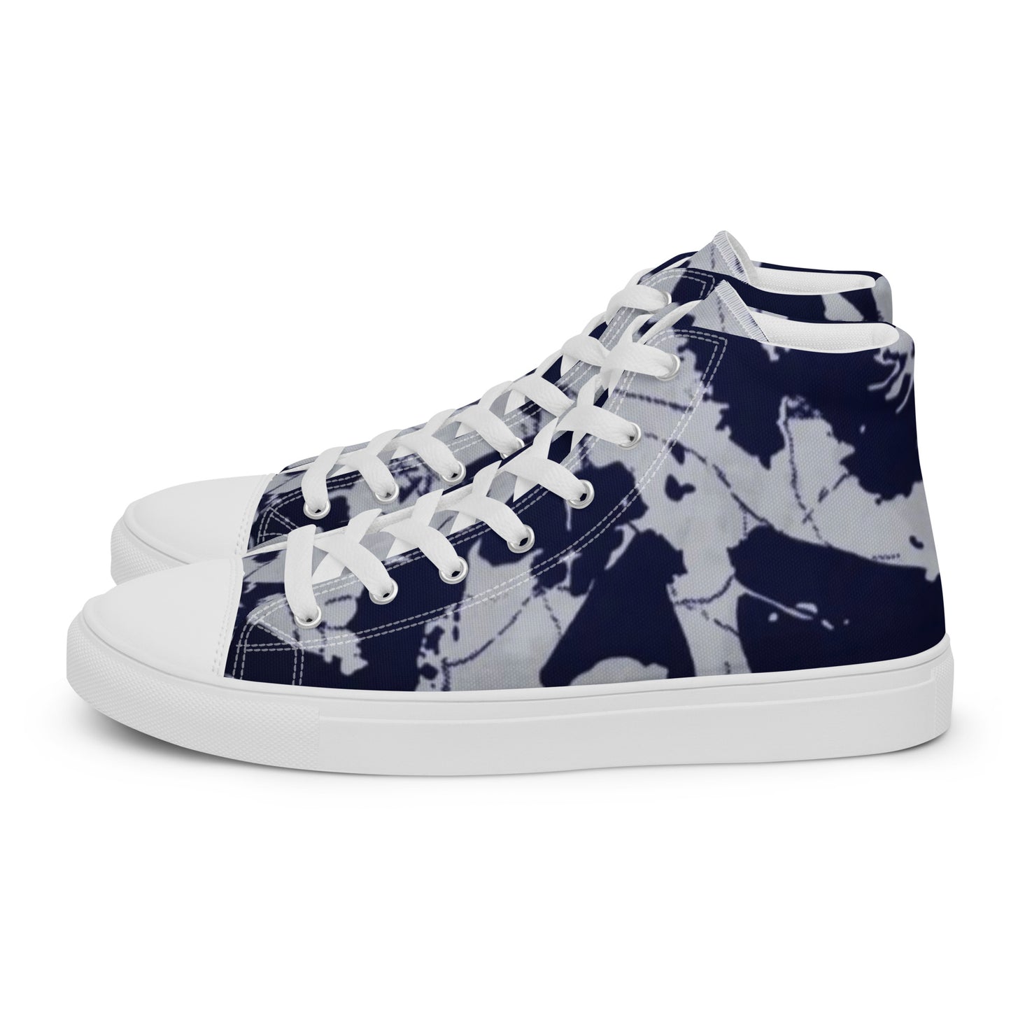 Indigo Adire Men’s high top canvas shoes