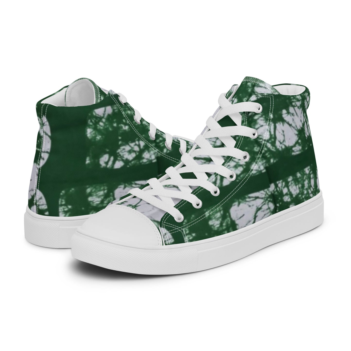 Green Adire Ankara Men’s high top canvas shoes