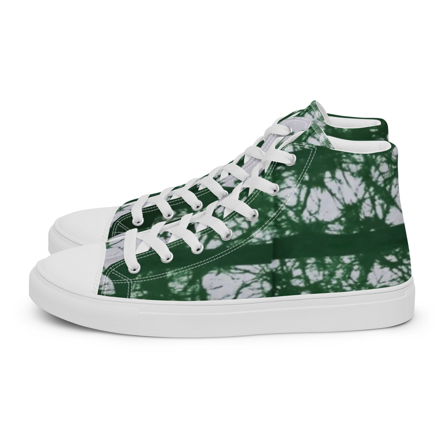 Green Adire Ankara Men’s high top canvas shoes