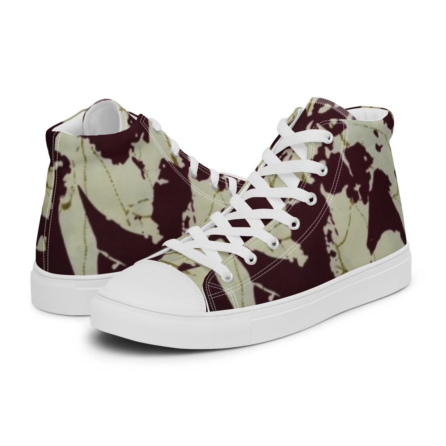 Brown Adire Men’s high top canvas shoes