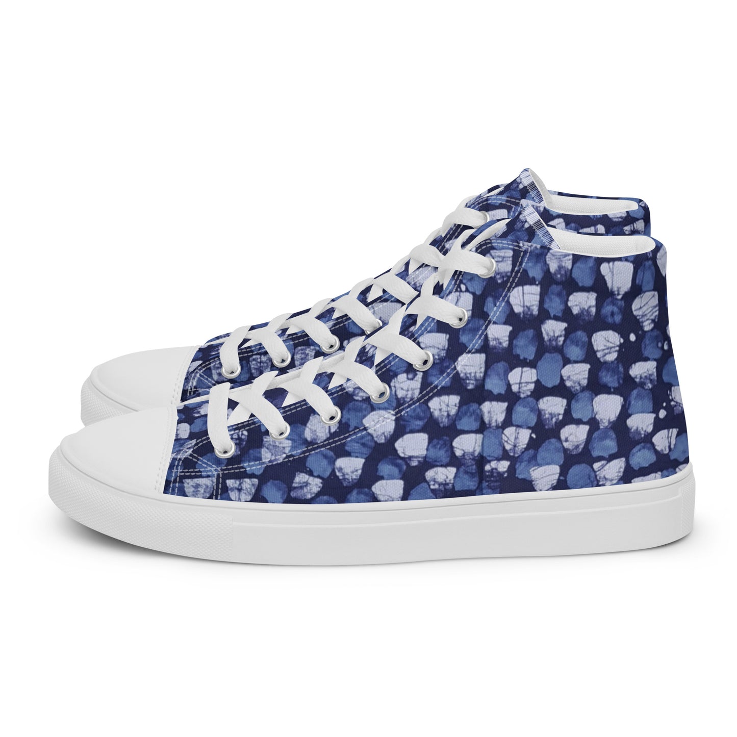 Blue Dotted Men’s high top canvas shoes