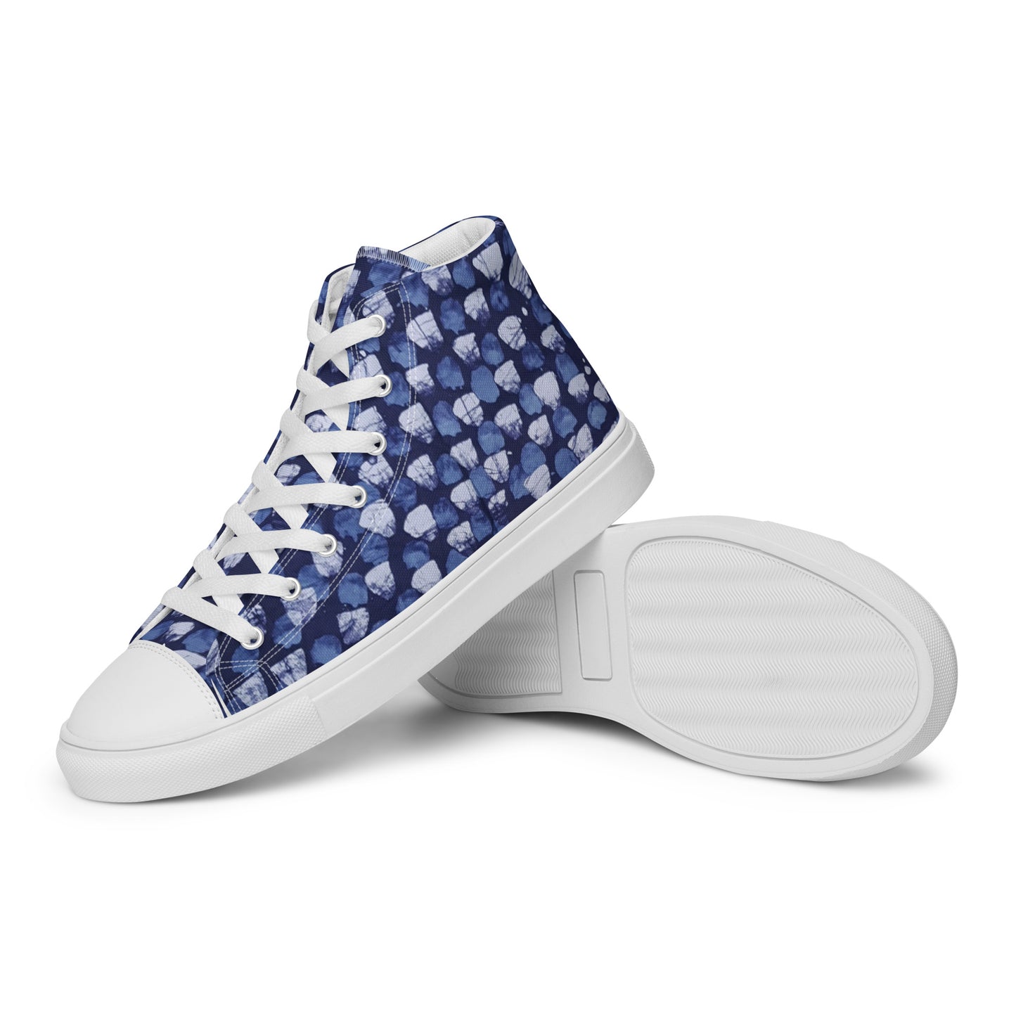 Blue Dotted Men’s high top canvas shoes