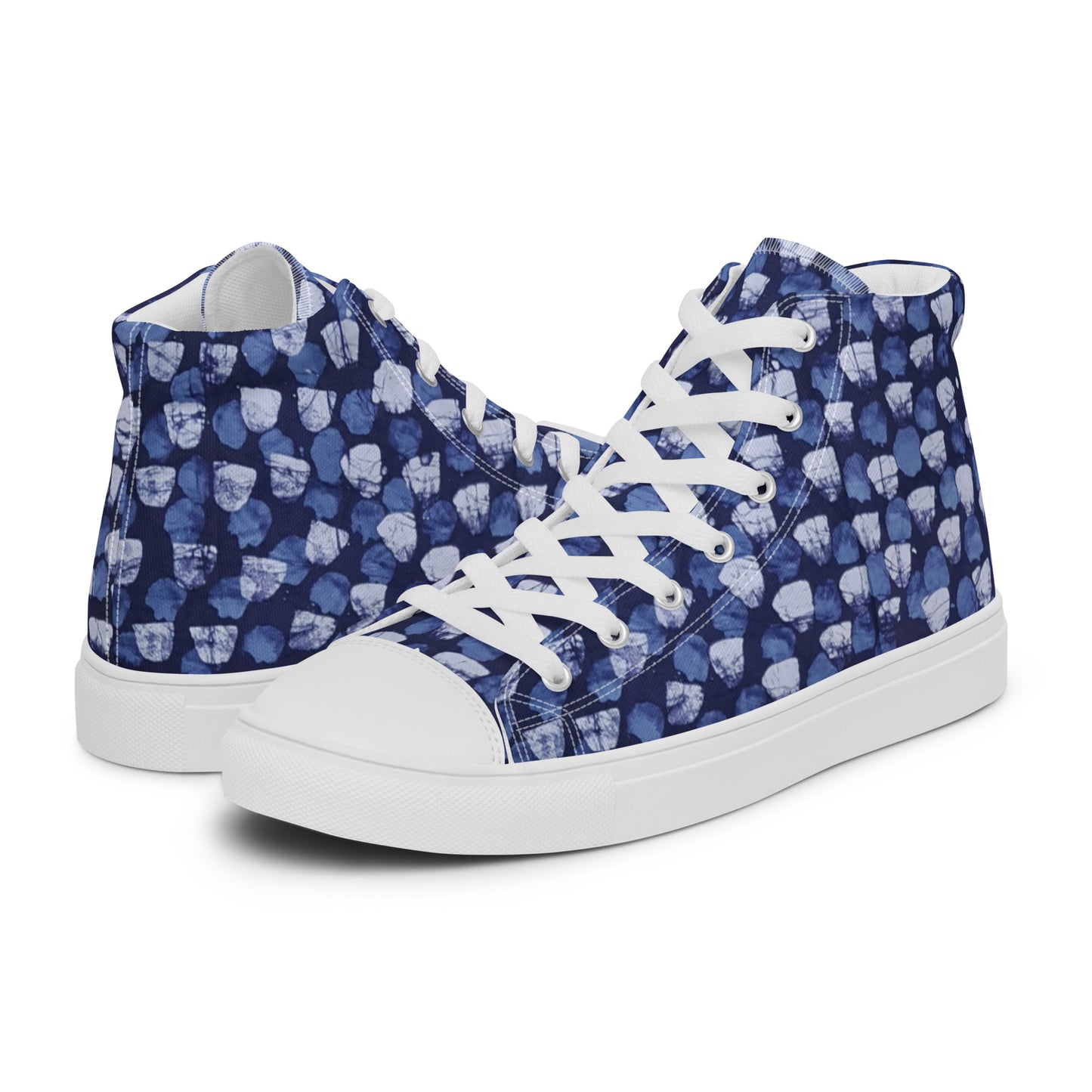 Blue Dotted Men’s high top canvas shoes