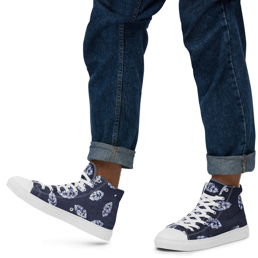 Indigo Leaf Men’s high top canvas shoes