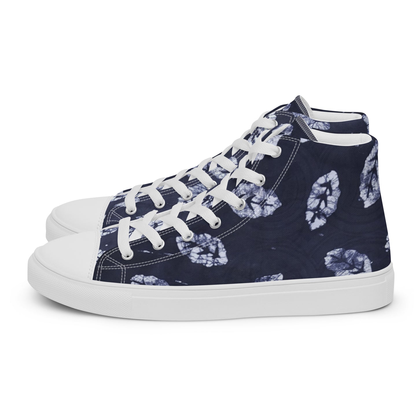 Indigo Leaf Men’s high top canvas shoes