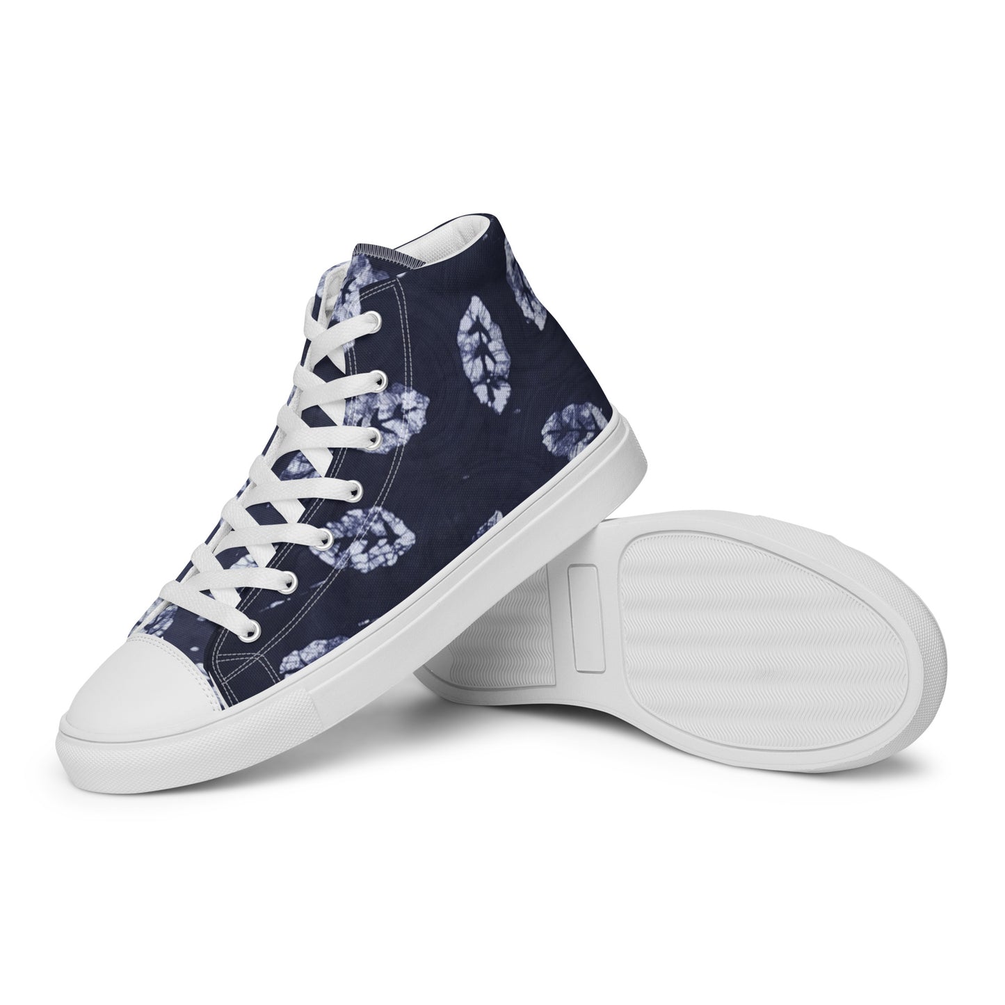 Indigo Leaf Men’s high top canvas shoes