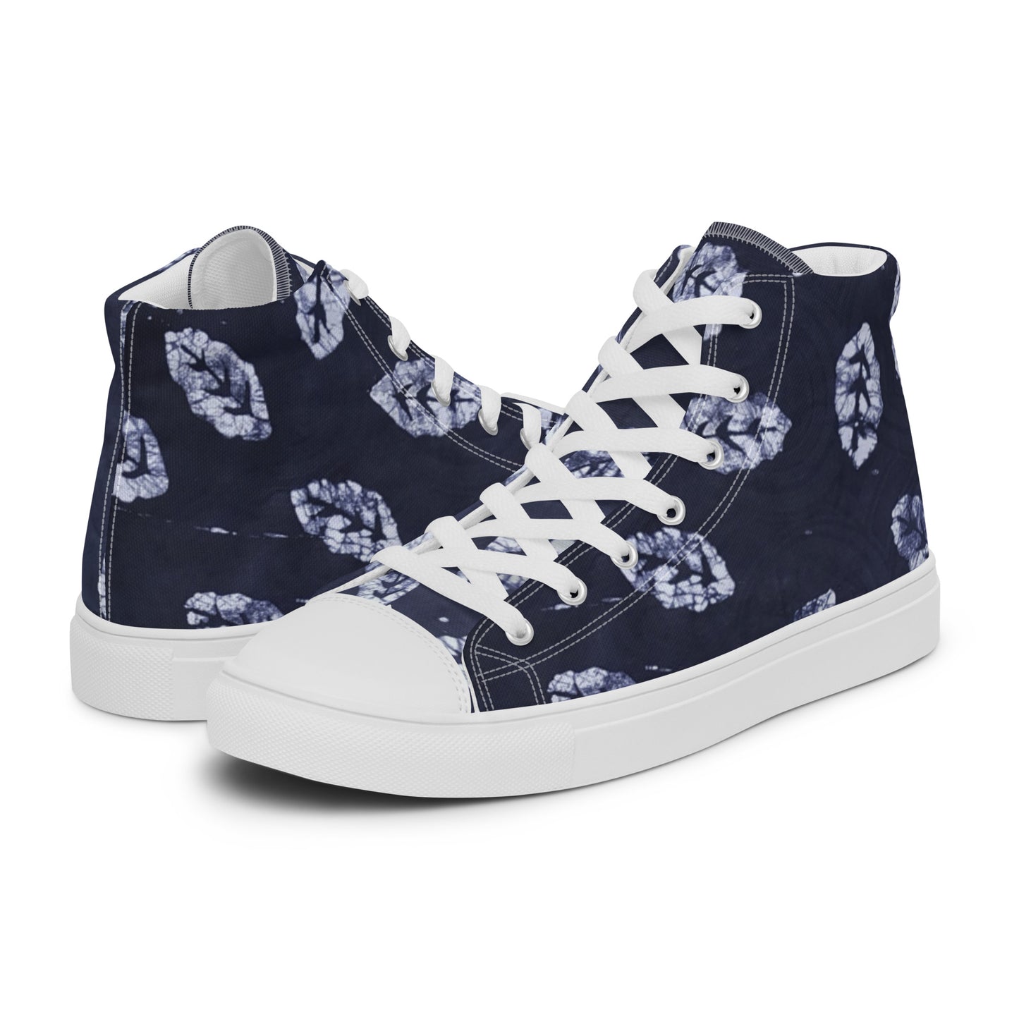 Indigo Leaf Men’s high top canvas shoes