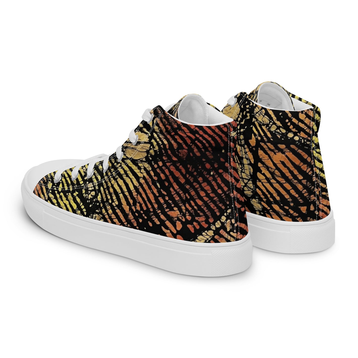 Yellow Orange Aztec Ankara Men’s high top canvas shoes