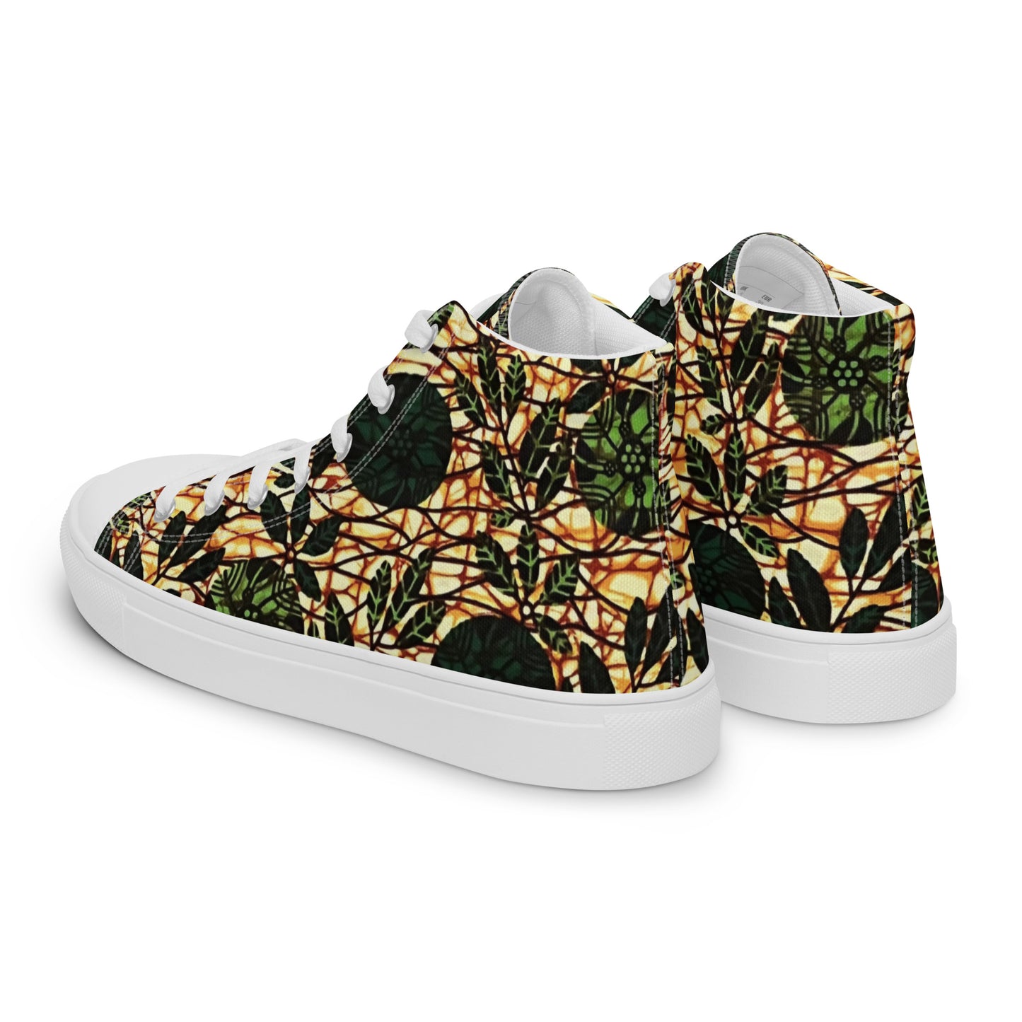 Green Leaf Wine Ankara Men’s high top canvas shoes