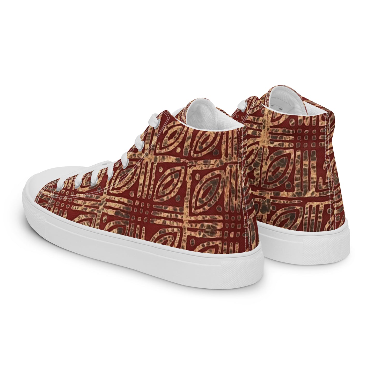 Copper And Gold Adire Men’s High Top Canvas Shoes