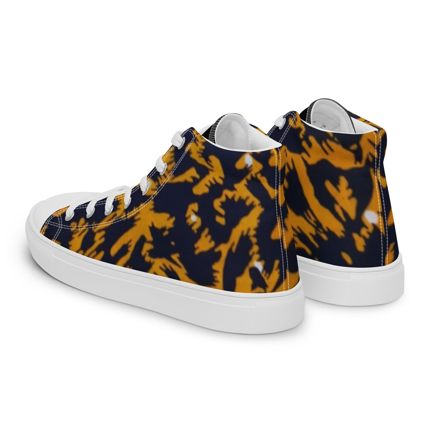 Yellow Leopard Ankara Men’s high top canvas shoes