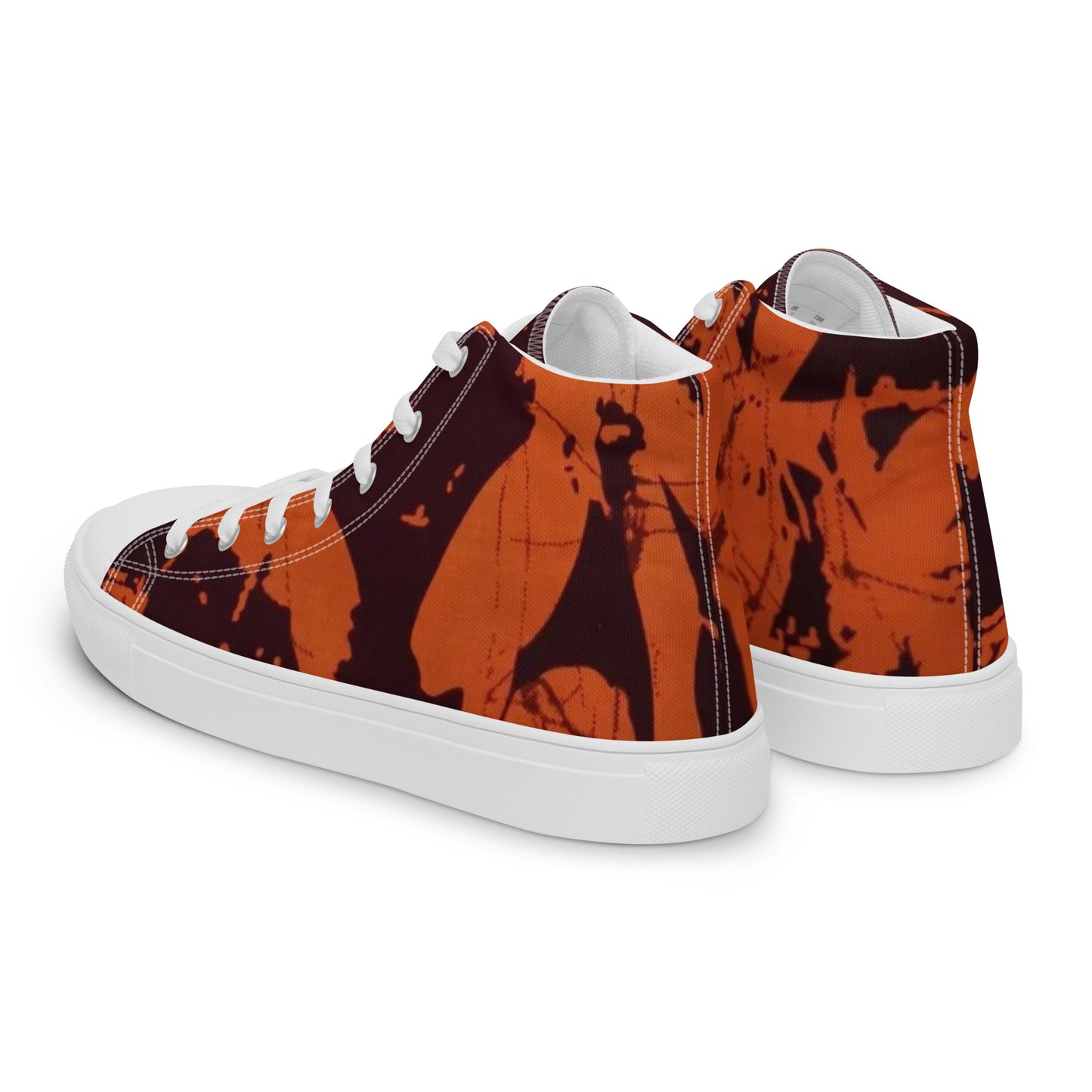 Orange Adire Men’s high top canvas shoes