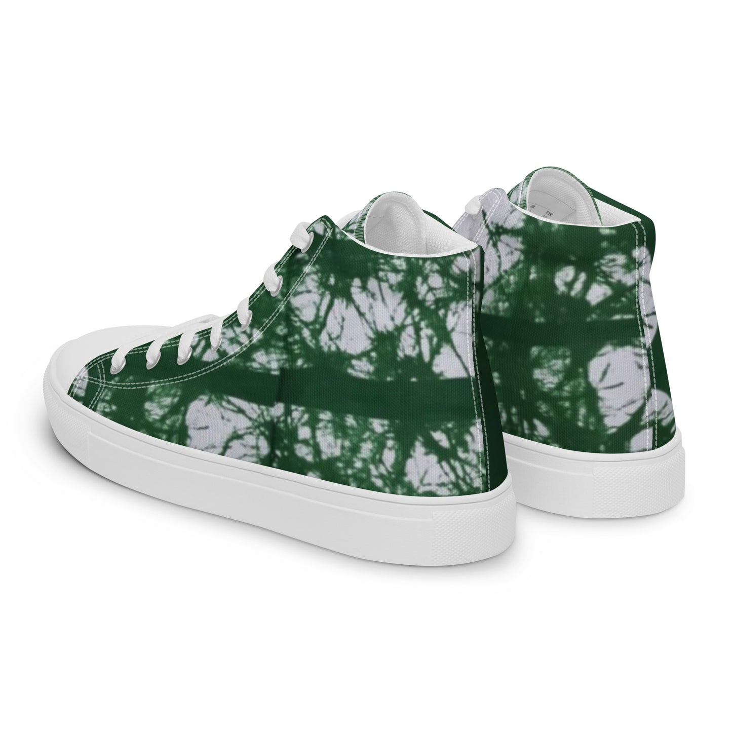 Green Adire Ankara Men’s high top canvas shoes