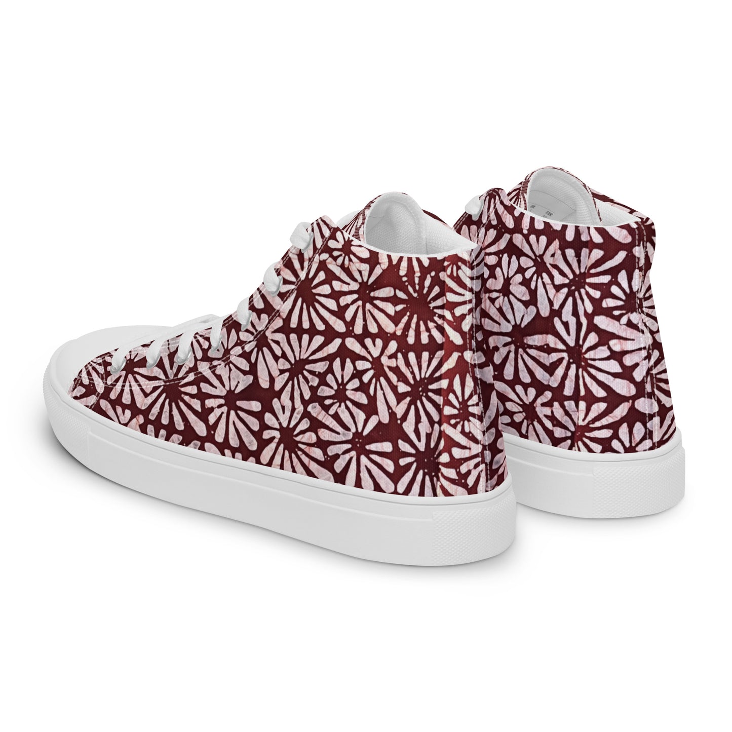 Red Abstract Adire Men’s high top canvas shoes