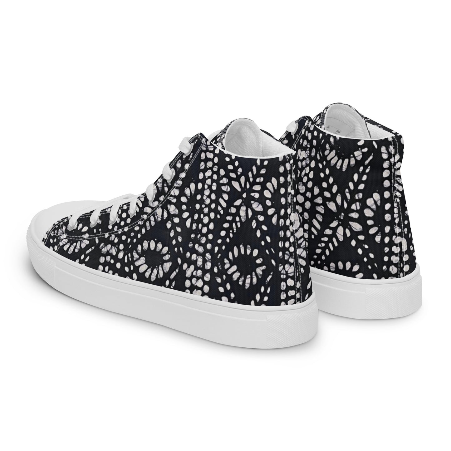 Black & White Abstract Aztec Adire Men’s high top canvas shoes