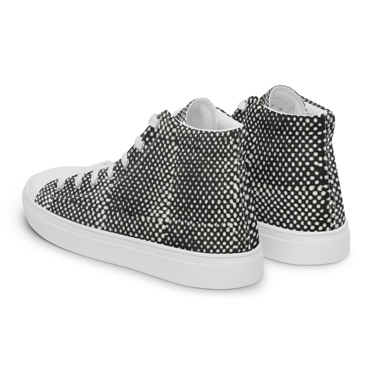 Black White Polka Dots Adire Men’s high top canvas shoes