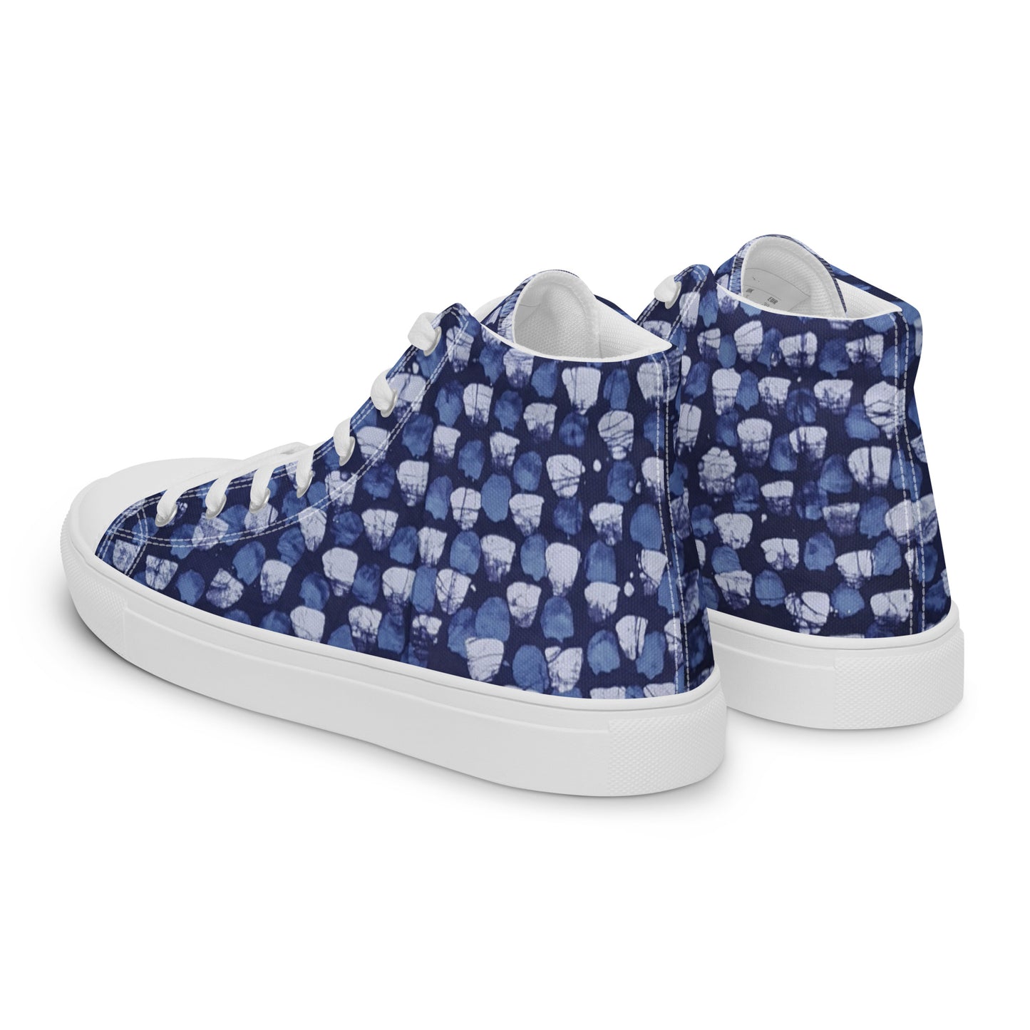 Blue Dotted Men’s high top canvas shoes