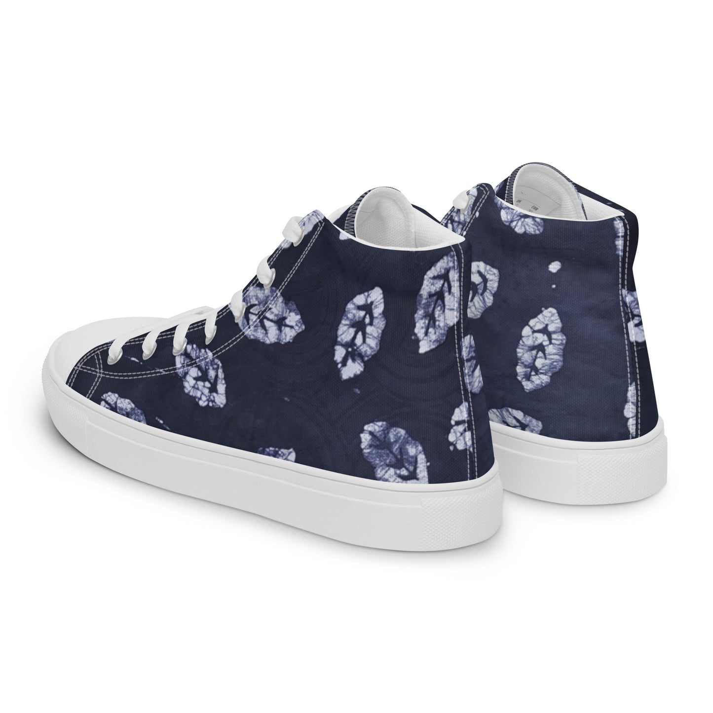 Indigo Leaf Men’s high top canvas shoes