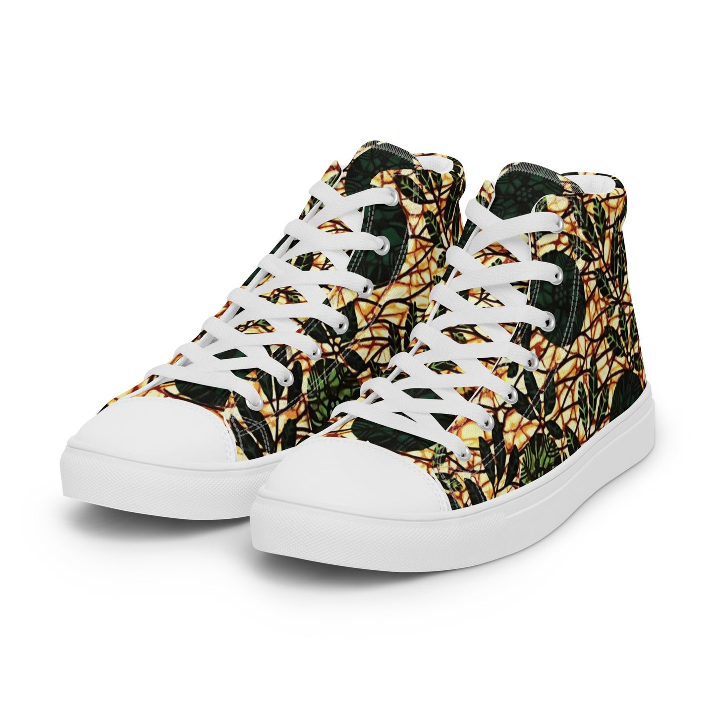 Green Leaf Wine Ankara Men’s high top canvas shoes