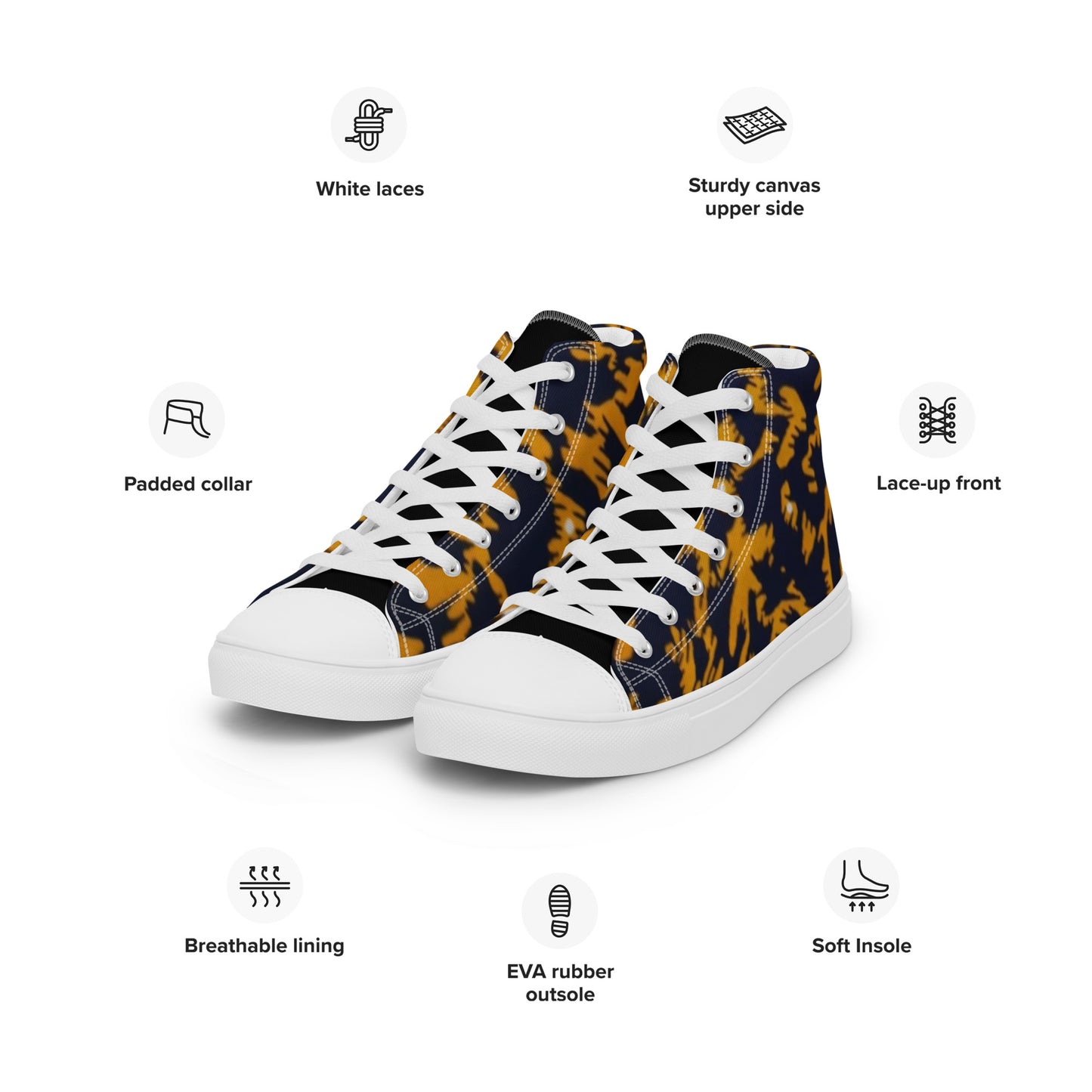 Yellow Leopard Ankara Men’s high top canvas shoes