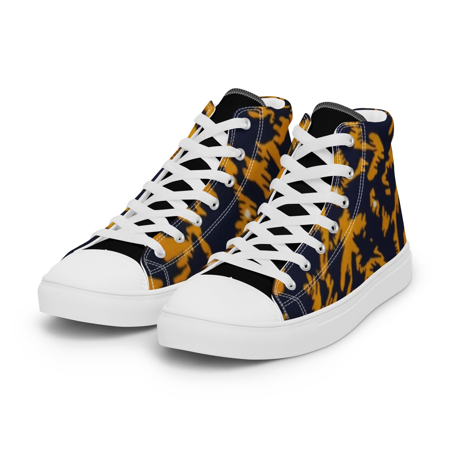 Yellow Leopard Ankara Men’s high top canvas shoes