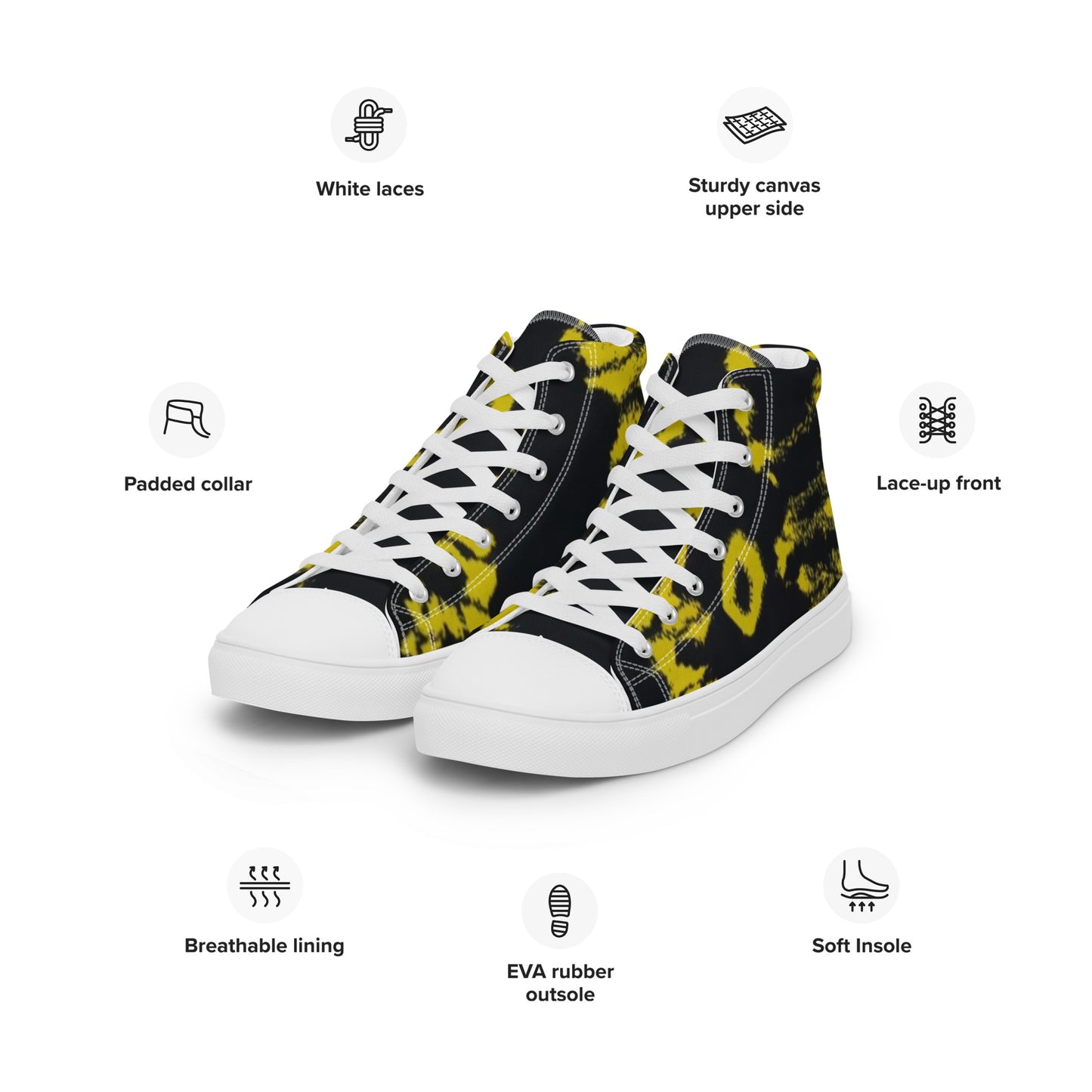 Yellow Adire Ankara Men’s high top canvas shoes