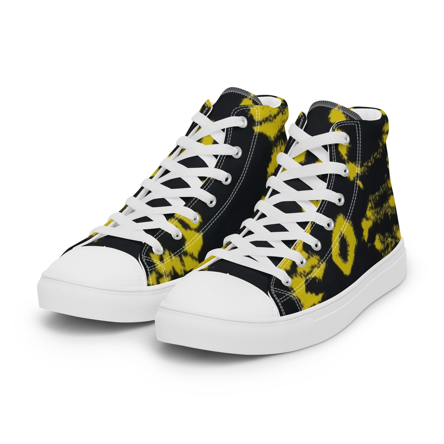 Yellow Adire Ankara Men’s high top canvas shoes